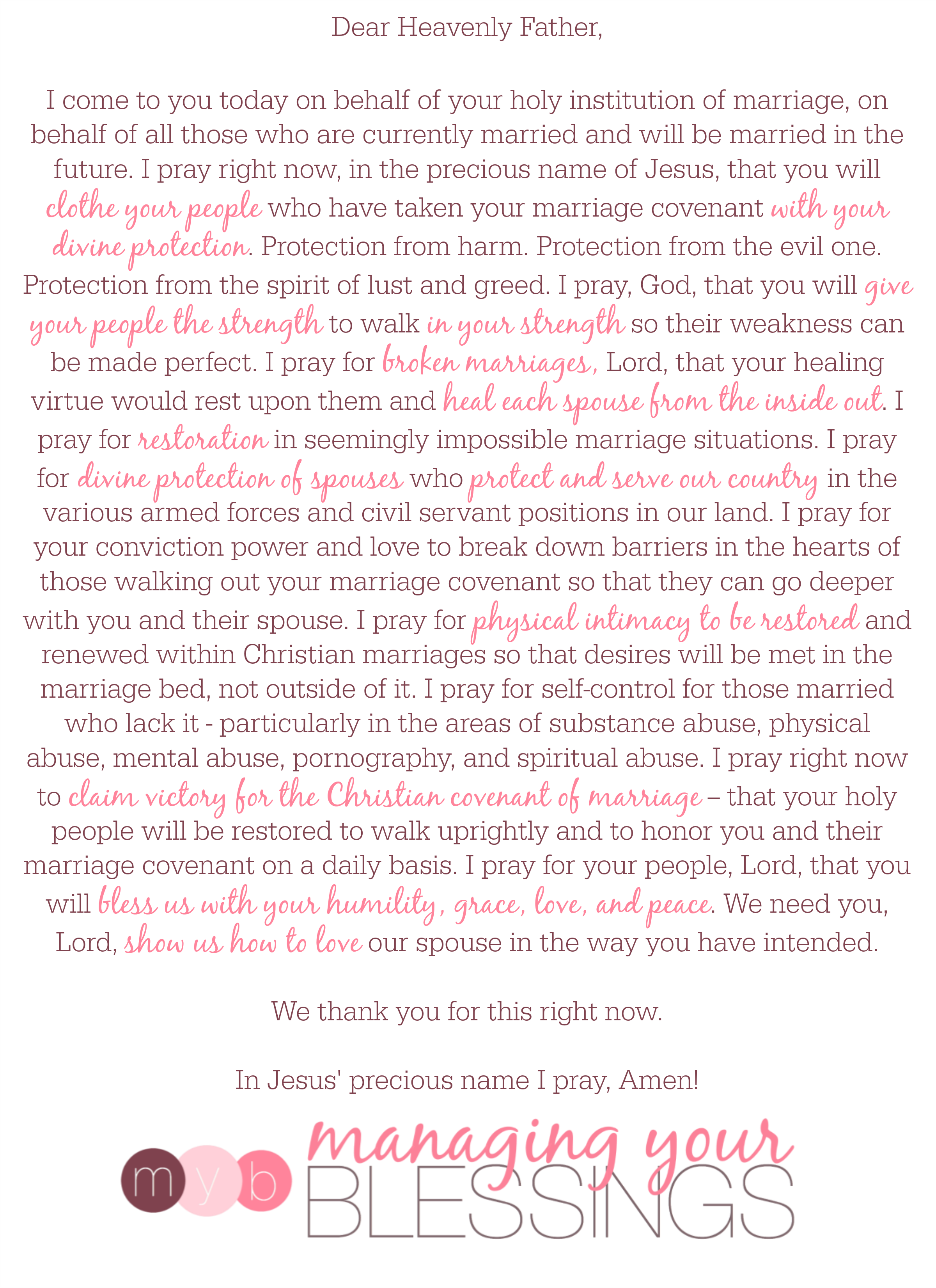 Come and download this beautiful prayer for marriage.